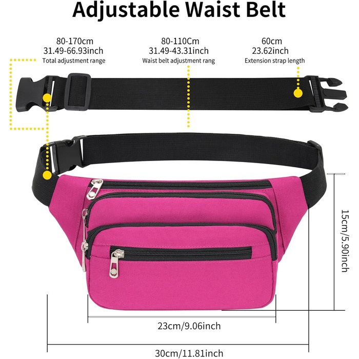 Поясна сумка на пояс, унісекс, сучасна, для подорожей, прогулянок, собак, чоловіча та жіноча (Рожево-червоний)