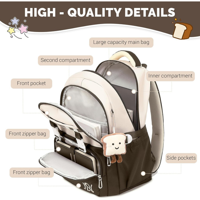 Шкільний рюкзак IvyH для дівчаток, водонепроникний, для 5-9 класів, з нейлону, велика місткість, зелений (хакі)