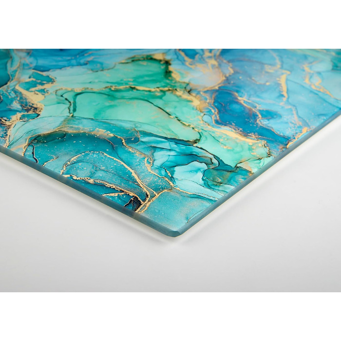 Скляна дошка для нарізання 40x30 см – гігієнічна скляна дошка з термостійкого скла, стійка до подряпин та ковзання – скляна плита для кухні, чорна поверхня під мармур (дизайн 09, 40L x 30B см)