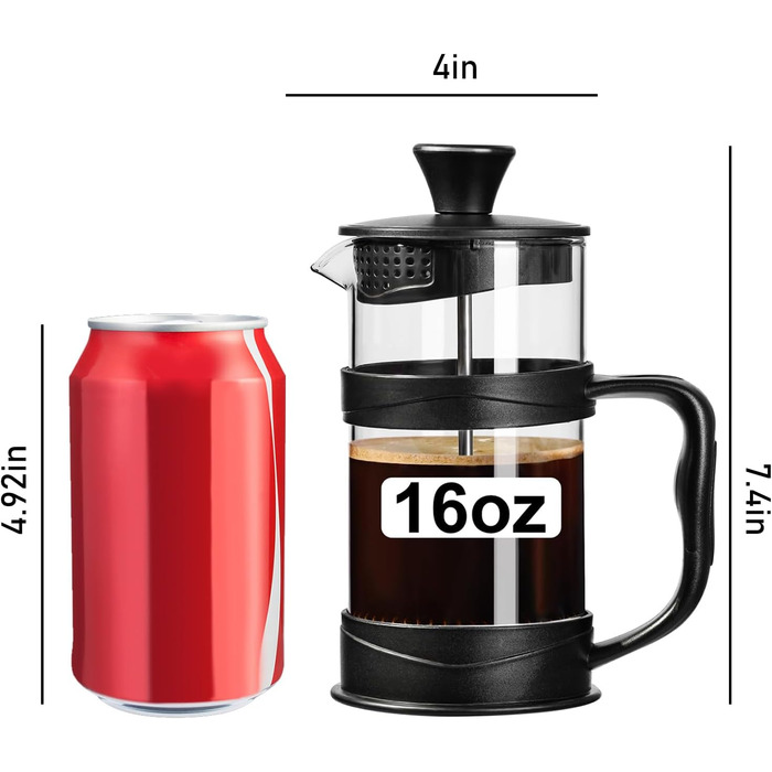 Френч-прес ParaCity для кави, 500 мл: нержавіюча сталь, термостійке скло, холодний спосіб заварювання, ідеальний для дому та подорожей