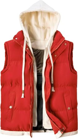 Чоловіча степкова жилетка з капюшоном. Тепла безрукавка для активного відпочинку та повсякденного носіння. Червоний колір, розмір M