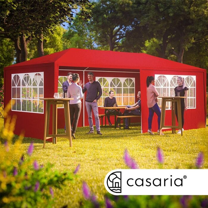 Павільйон Casaria® 3x6м з UV-захистом, водонепроникний, 18 м², 6 бічних частин, для фестивалів, вечірок, саду, зелений (червоний)