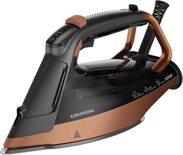 Праска з парою GRUNDIG SI 8050: 3000 Вт, SteamSense, керамічна підошва, автоматичне декальцинація, Drip Stop, чорно-коричневий