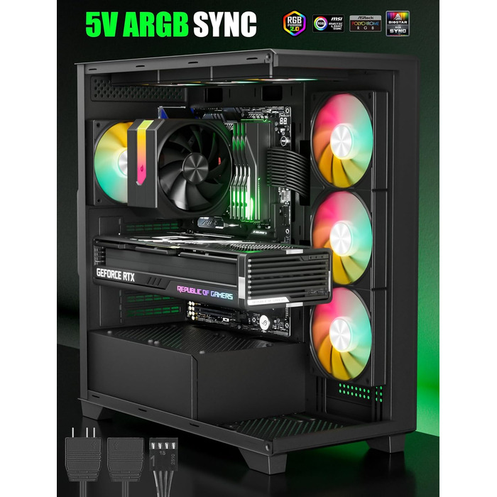 upHere Кулер для CPU з ARGB підсвічуванням, 4 теплові трубки, 120мм вентилятор, сумісний з AMD AM4 AM5/Intel 2011/2066, ПК кулер up1KC4