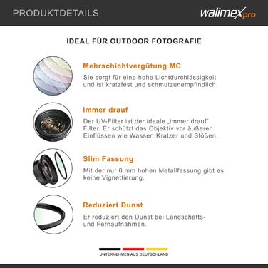 Фільтр UV Walimex Pro Slim MC 67mm - захист від ультрафіолету та забруднень, багатошарове покриття, металева рамка, чохол (46 мм)