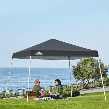 EAGLE PEAK 3x3m Event Tent with Slanted Legs, Pop-up Pavilion for Outdoor Use, UV Protection 50+, Waterproof, Foldable, Folding Gazebo for Camping, Garden, Party, Dark Blue (Gray)