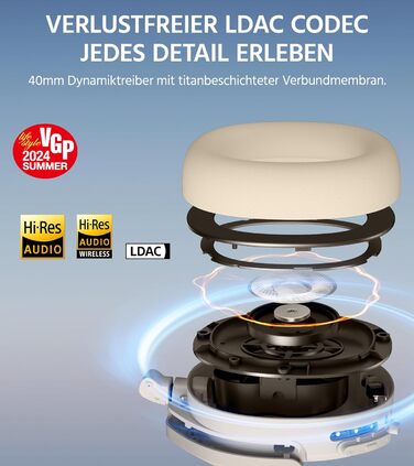 Edifier W830NB Бездротові навушники Over-Ear з ANC -45dB, 94год. акумулятор, LDAC Hi-Res звук, Spatial Audio, швидка зарядка, Bluetooth V5.4 (Слонова кістка)