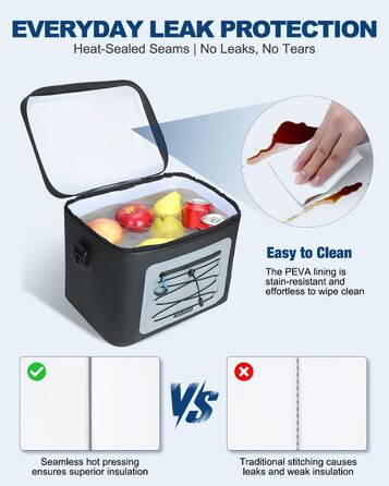 Чорна ізольована сумка-холодильник 24L для пікніка, пляжу, кемпінгу та транспортування продуктів