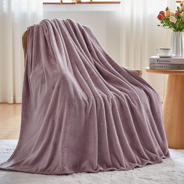 Плед NEWCOSPLAY з візерунком колосків пшениці, 130x150 см / 150x200 см, м'який, теплий, для дивана, фіолетовий