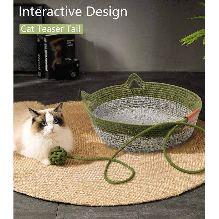 Квіткове ліжко для котів 7WUNDERBAR: зручний корзинка з бавовняних шнурів, діаметр 42 см, висота 15 см, підходить для котів та маленьких собак