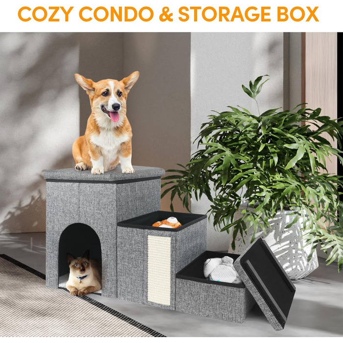 Сходинка для собак Petizer: складана, регульована висота, з коробкою для зберігання, для маленьких собак, кошенят та цуценят