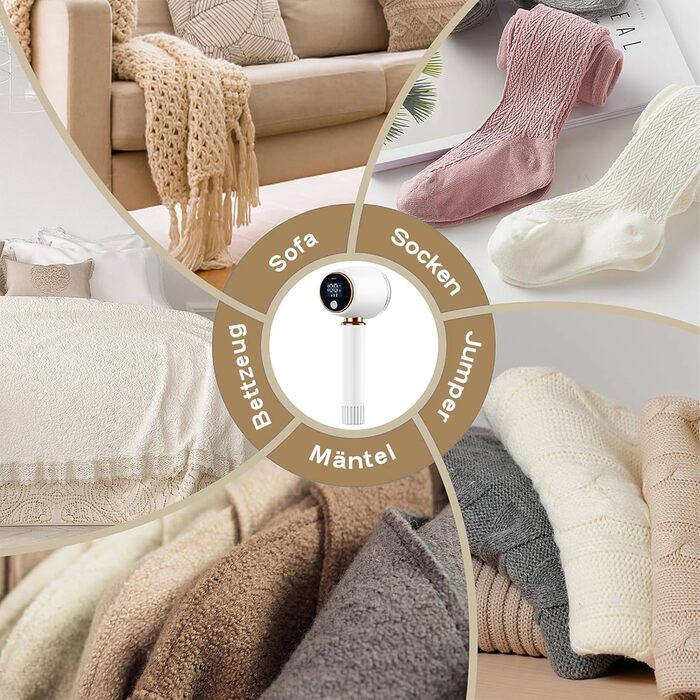 Електричний видальник ворсу 2-в-1 з роликом, 6 лез, 3 швидкості, LED-дисплей, для різних тканин