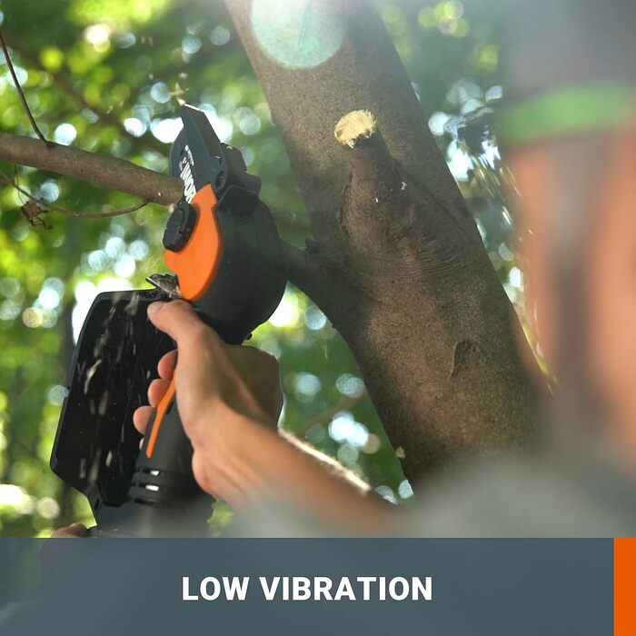 WORX акумуляторна міні-піла 18V (20V MAX) WG324E.1, PowerShare, 12 см шина, антивібраційна, легка та портативна, подовжувач, 1 акумулятор та зарядний пристрій в комплекті