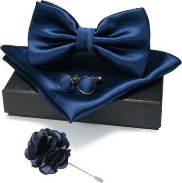 Яскраво-блакитний краватковий аксесуар JEMYGINS: краватка з атласу, кишеньковий хустинка та запонки (Set 7)