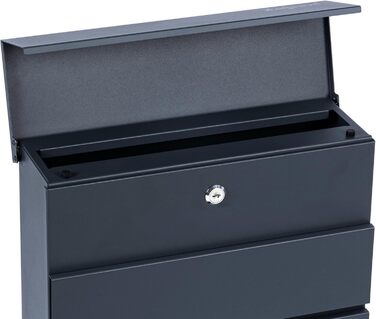 Поштова скринька Zelsius з відділенням для газет, антрацит RAL7016, з м'яким закриттям | Настінна або стійкова установка