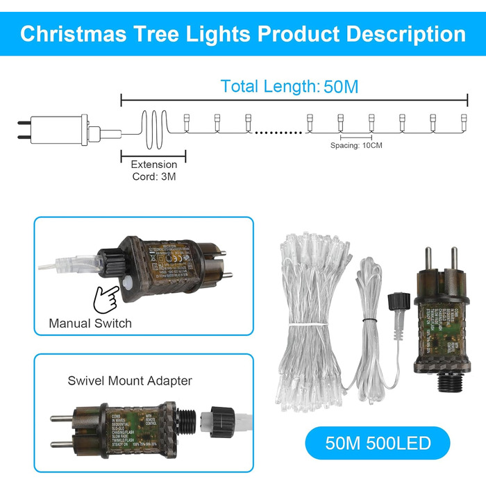 Гірлянда святкова LED 10м, 100 світлодіодів з пультом, 8 режимів, вологостійка для саду, тераси, балкону. Тепле світло