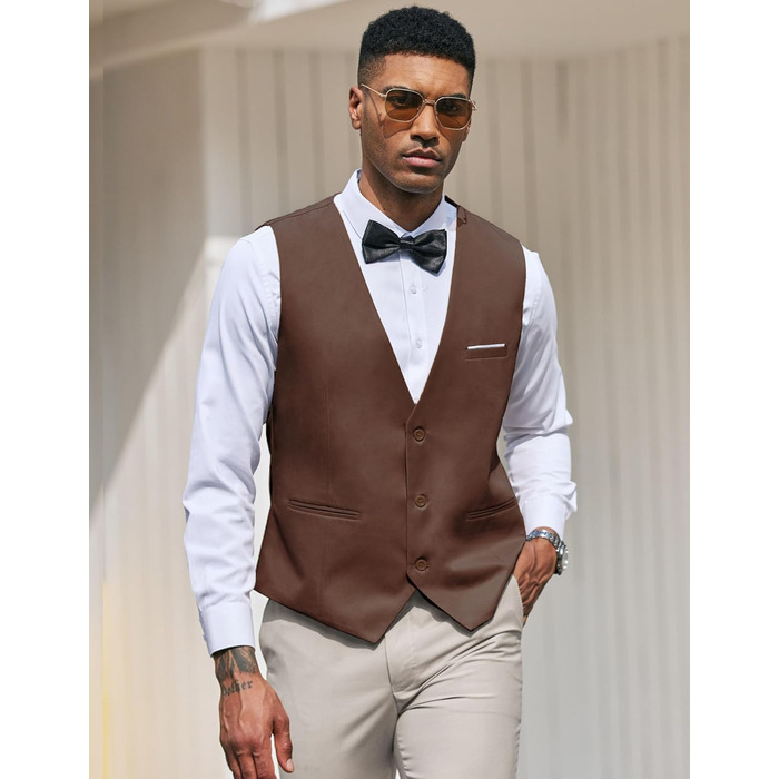 Костюмний жилет чоловічий COOFANDY, приталений, формальний, піджак, для ділового стилю або смокінгу (Коричневий, 4XL)