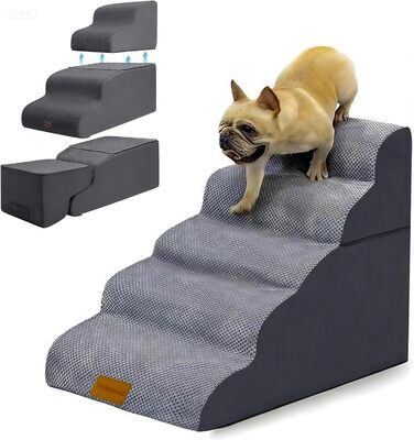 Сходинки для собак Breiter - 4 сходинки, 50 см, для маленьких собак, з щільним шаром піни, знімний чохол, неслизьке дно, 51x72x41 см (складні сходинки для собак)