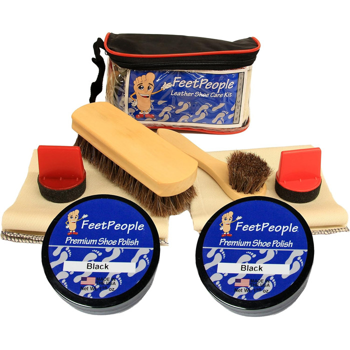 FeetPeople Ultimate Leather Care Set with Travel Bag, Black, One Size
