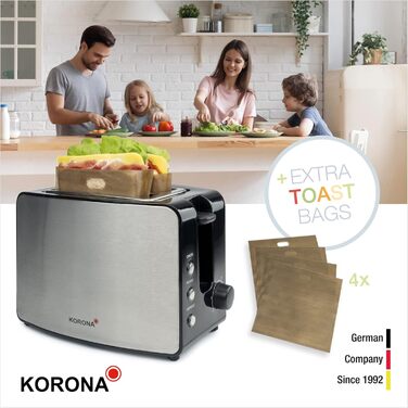 Тостер Korona 21250 з двома слотами | Для приготування тостів та сендвічів | З насадкою для бургерів XXL