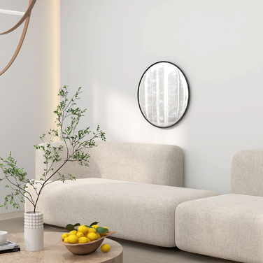 Дзеркало настінне HOMCOM, сучасний дизайн, діаметр 61 см, чорне