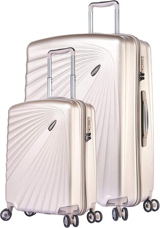 ABISTAB VERAGE Kinetic 4-Double-Wheel Trolley, large, precisely weighed -76cm, 106-127 expandable, TSA lock, ABS/PC hard-shell suitcase, travel suitcase, Burgundy (Metallic Champagne, SM)