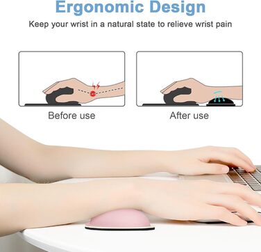 Підставка для зап'ястя Dapesuom - м'яка підставка для клавіатури з memory foam, для офісу та дому, рожева