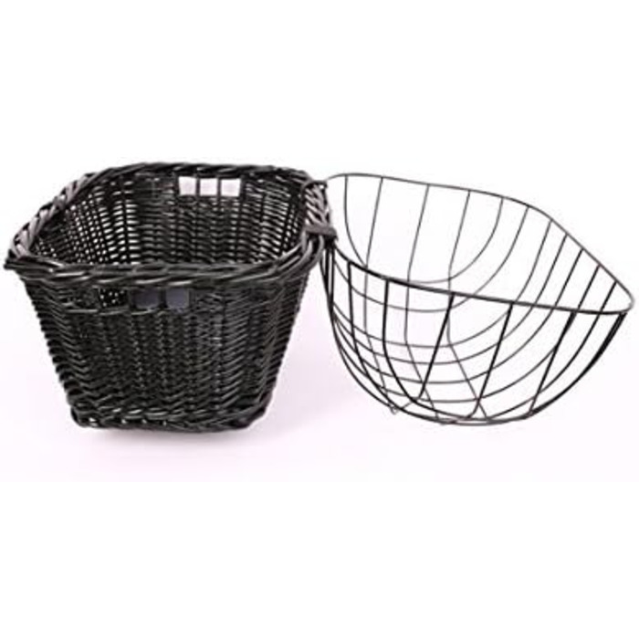 Корзина для велосипеда Tigana з прутів (44 x 34 см) для багажника, чорна, з подушкою