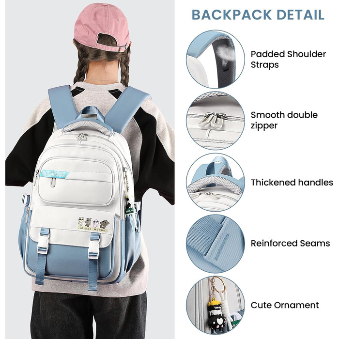 Шкільний рюкзак IvyH для дівчаток та хлопчиків, 15.6