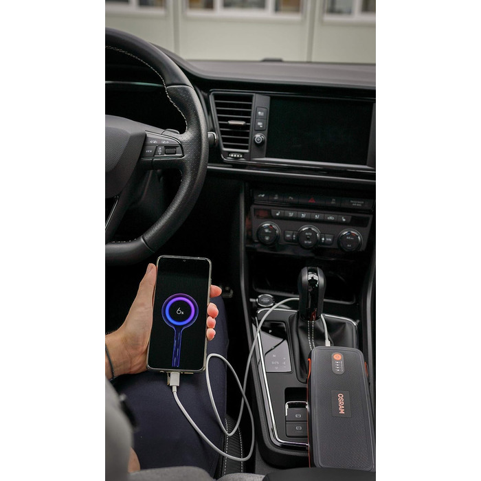 Osram BATTERYstart 400: Літієвий пусковий пристрій 2000A 12V з Powerbank, для бензинових та дизельних двигунів до 8L/4L, 16800mAh