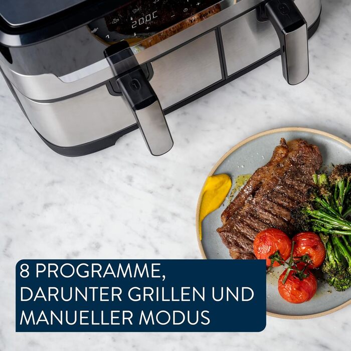Аерофритюрниця Tefal Jamie Oliver Dual Drawer 8.3л з грилем та 8 програмами EY90JDE1