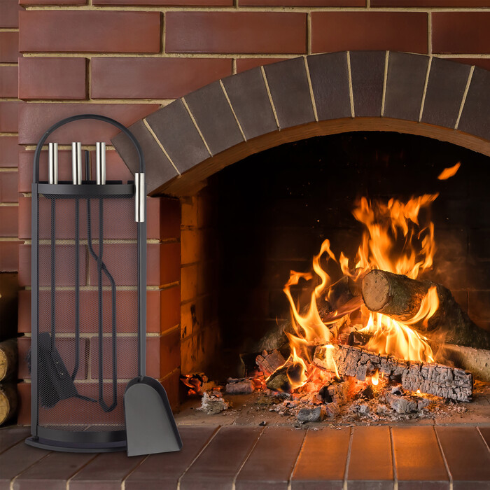Relaxdays Fireplace Set Modern 5-Piece