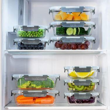 Набір контейнерів для їжі Igluu Meal Prep (10 шт.) – Borosilikatglas, BPA-free, мікрохвильова піч, морозильна камера, посудомийна машина, 370 & 1050 мл