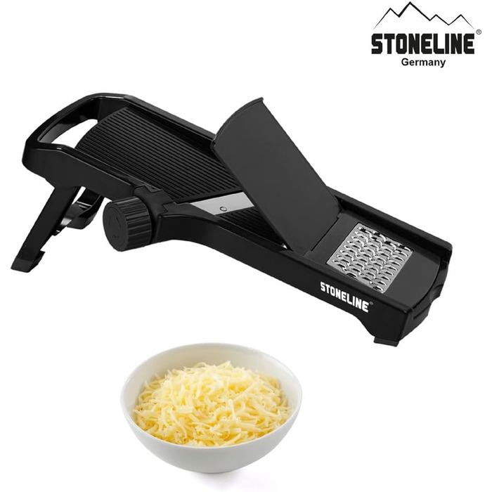 Набір для нарізання овочів STONELINE V з 9 частин: для нарізання слайсами, соломкою, кубиками, спіралями. З нержавіючої сталі, чорний.