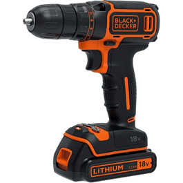 Акумуляторний дриль-шуруповерт Black+Decker BDCDC18K (18V, Li-Ion, LED, планетарне передаточне число, SoftGrip)