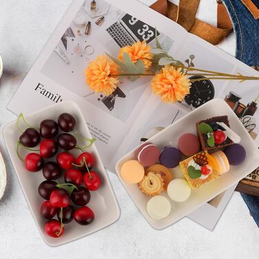 Набір Teller Rechteckig: 8 прямокутних сервіровочних тарілок з порцеляни, 23x14x2.8 см, білий колір, для буфетів, тортів, десертів, м'яса, антипасті, суші, салату, страви