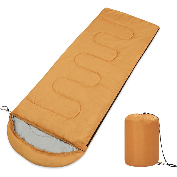 Paco Home Sleeping Bag - Outdoor, Washable, Breathable for Adults & Kids - Camping & Travel - Summer/Winter (Orange, 220x70x4cm)