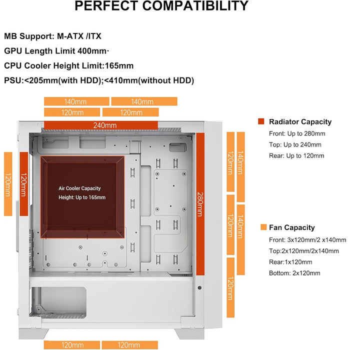 Корпус PCCOOLER C3T500 ARGB Tower ATX: 6 вентиляторів ARGB, підтримка RTX 40, подвійне скляне бокове вікно, чорний