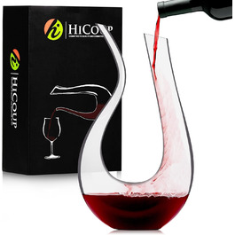 100% Lead-Free Crystal Glass U-Shaped Decanter - 1L Elegant Wine & Juice Carafe, perfect for aeration and serving, gift-ready with luxurious packaging