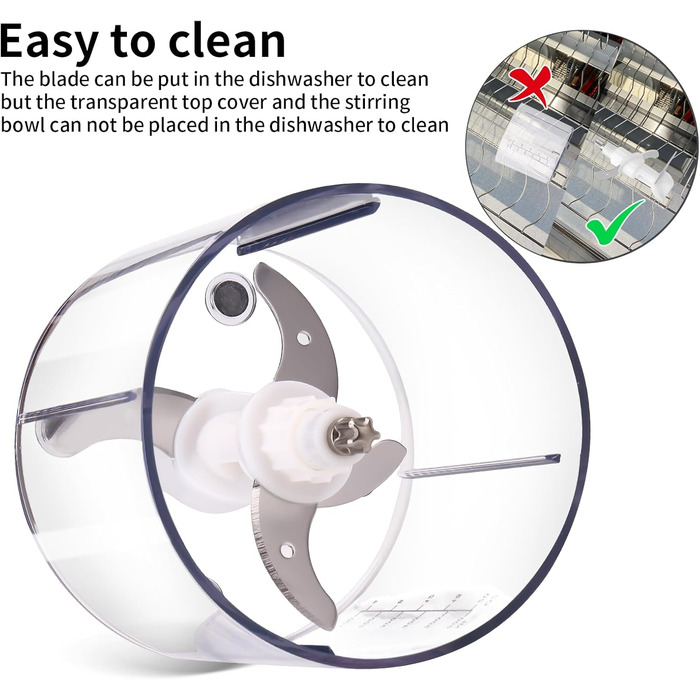 Електричний подрібнювач 600W з чашею з нержавіючої сталі, 2L, 2 швидкості, 4 леза для овочів та часнику