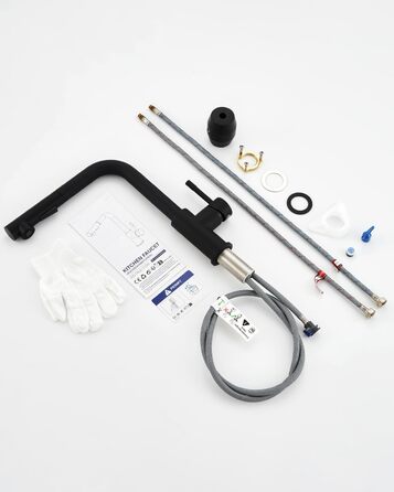 Змішувач кухонний висувний Sofetiy з душем, нержавіюча сталь, чорний, 360°