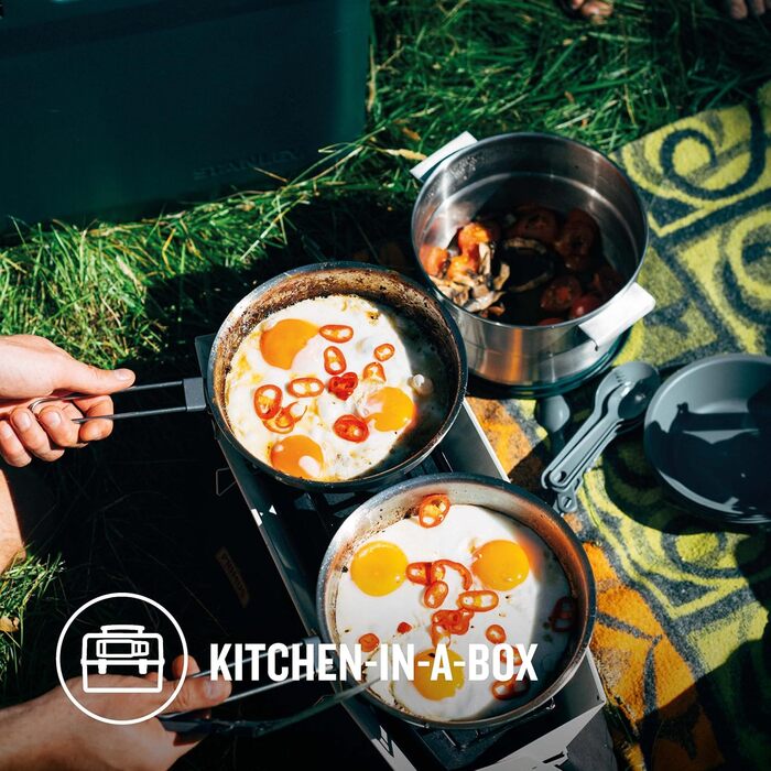 Набір кухонного посуду Stanley Adventure Full Kitchen Basecamp Kampingkochset 3,5L, 21 предметів, нержавіюча сталь, для кемпінгу та подорожей