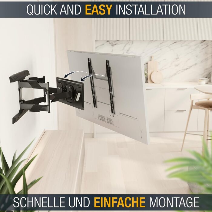 Кріплення для телевізора RICOO S9544: поворотне та нахильне, для телевізорів 40-65 дюймів, VESA 400x400, до 45 кг, універсальне, пласке, curved