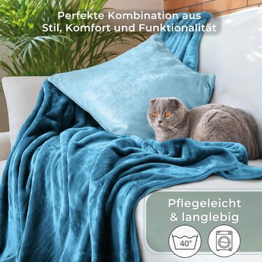 Плед Gräfenstayn® Kuscheldecke Cashmere-Feeling: м'який та пухнастий, 150x200/220x240 см, бірюзовий