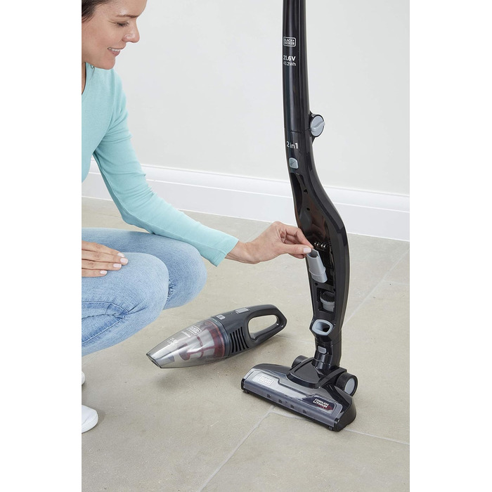 Акумуляторний пилосос BLACK+DECKER BHHV315B-QW Lithium Dustbuster з циклонною технологією та щілинною насадкою, безмішковий, білий/синій