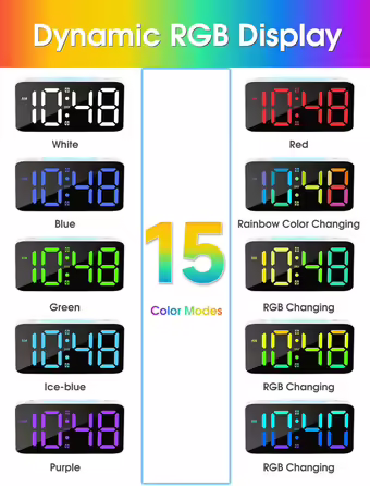 Loud Alarm Clock for Adults, Digital Clock with 7 Color Night Light, Adjustable Volume, Dimmer, USB Charger, Small Clocks for Bedrooms, Okay for Waking Up Kids, Teens (white)