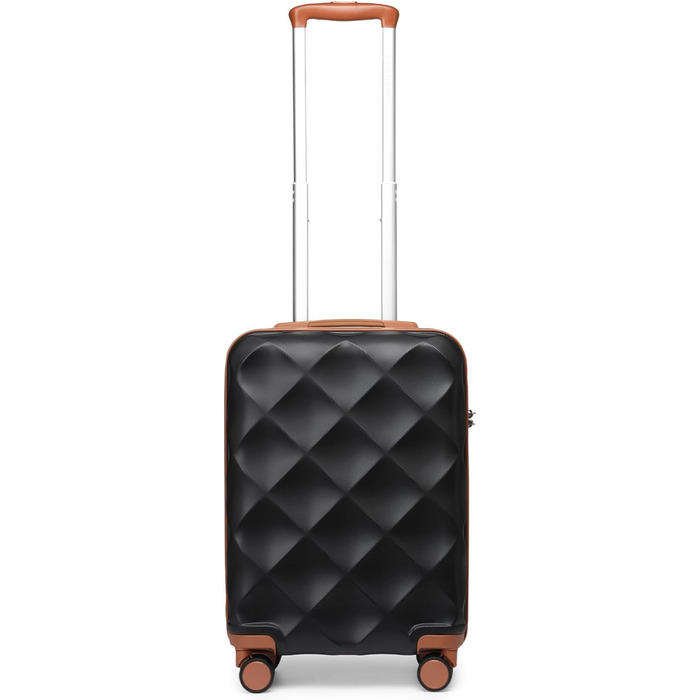 Чемодан British Traveller Mittelgroßer (середній) 64x43x26.5 см: легкий, з ABS+PC, TSA-замок, 4 колеса, Trolley (Чорний/Коричневий, S(54см 34л))