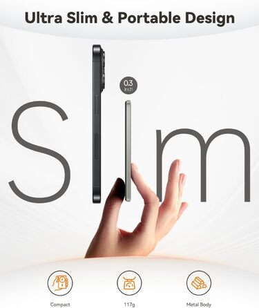 Powerbank Kuulaa Magsafe 5000mAh PD 20W: Тонкий магнітний павербанк для iPhone 15/14/13/12, Titanium