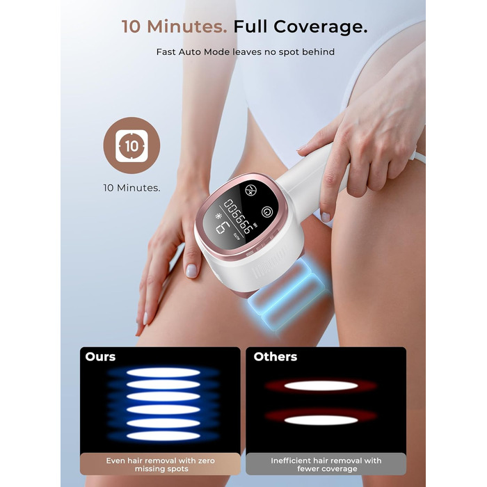 Пристрій для епіляції Rose з охолодженням, 9 рівнів, 600 нм світло, для жінок та чоловіків, для обличчя, бікіні-зони та тіла