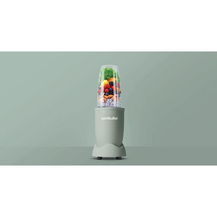 Блендер Nutribullet Pro 900, електричний міксер для смузі, подрібнювач, 900 Вт, 900 мл і 710 мл чаші, матовий нефрит, з аксесуарами